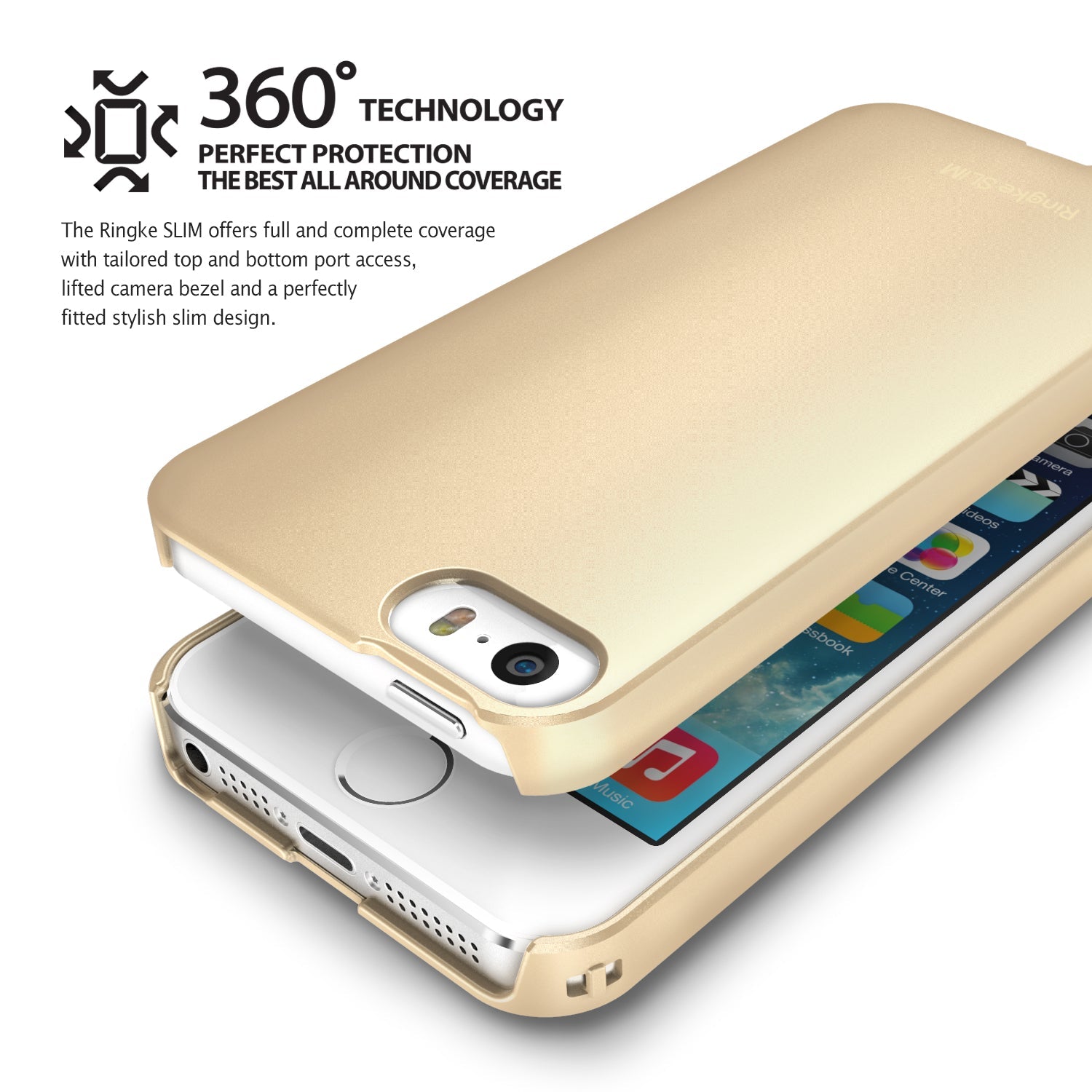 ringke slim lightweight hard pc thin case cover for iphone se 5s 5 main 360 protection