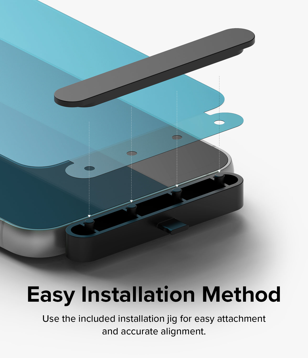 Galaxy S23 FE Screen Protector | Full Cover Glass - 2 Pack - Easy Installation Method. Use the included installation jig for easy attachment and accurate alignment.