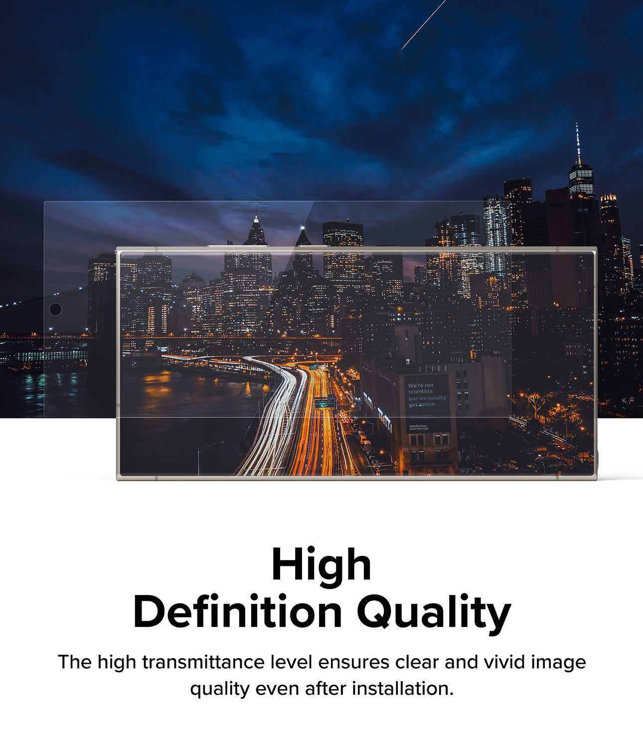 Galaxy S24 Ultra Screen Protector | Easy Slide Tempered Glass - High Definition Quality. The high transmittance level ensures clear and vivid image quality even after installation.