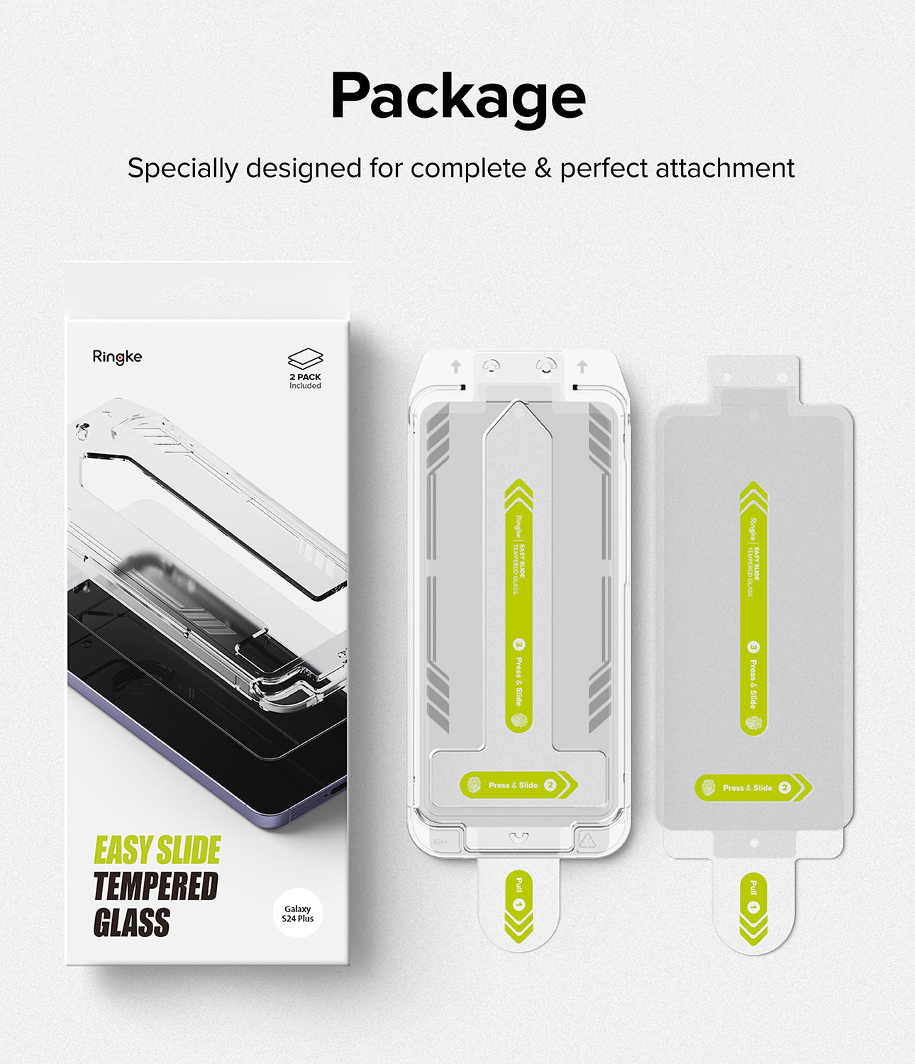 Galaxy S24 Plus Screen Protector | Easy Slide Tempered Glass - Package