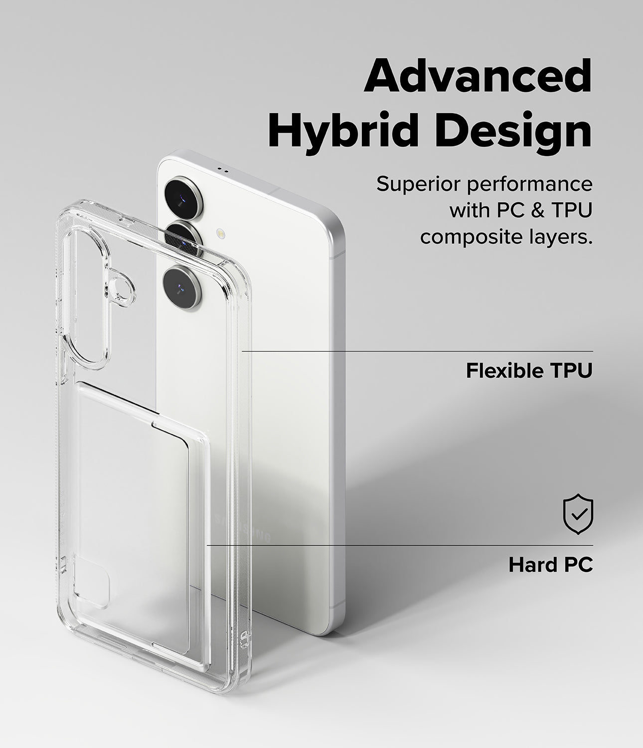 Hard PC and Flexible TPU hybrid clear case