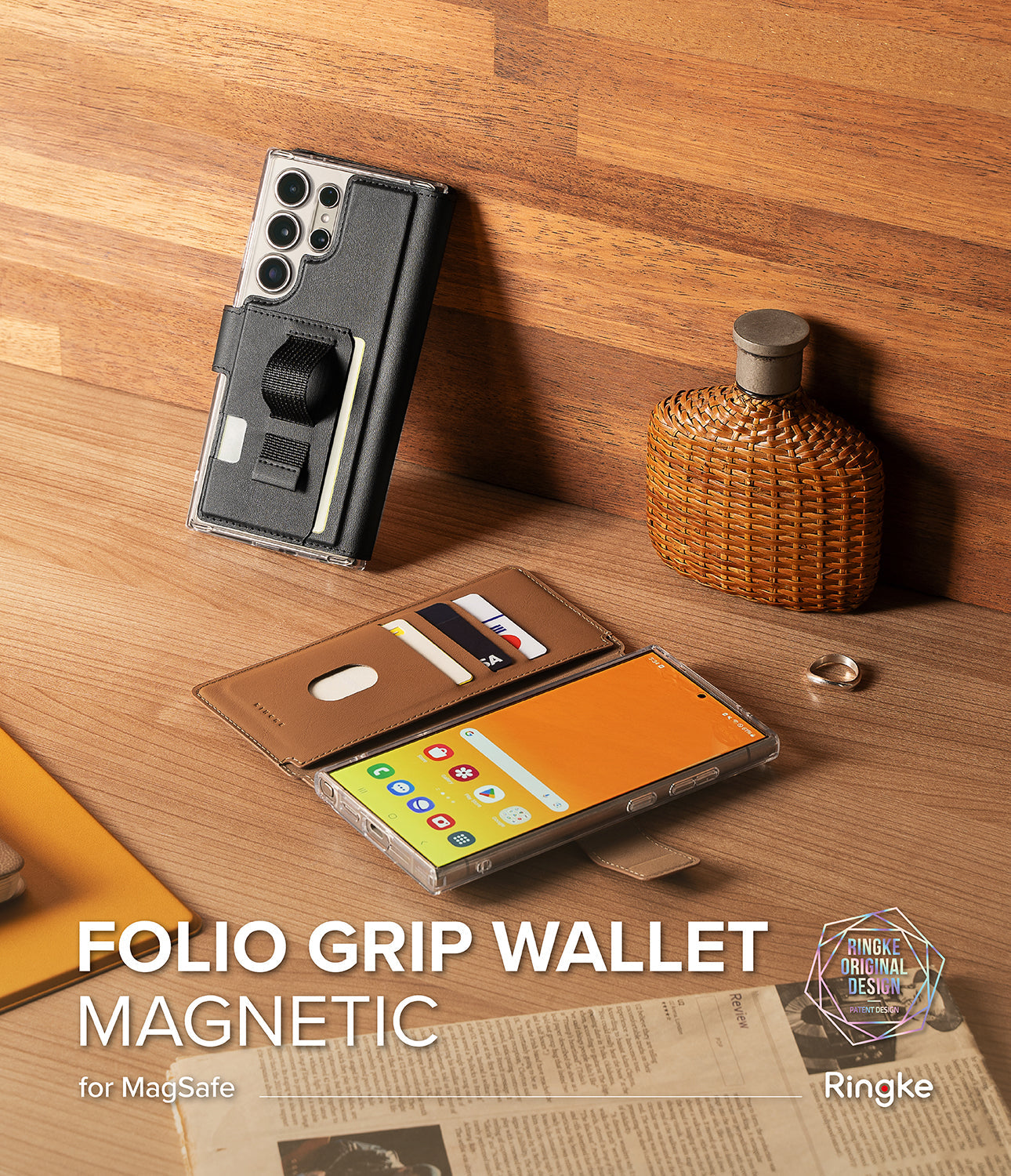 Folio Grip Wallet Magnetic for Galaxy S25 24 23 Ultra Magnetic Case | Ringke