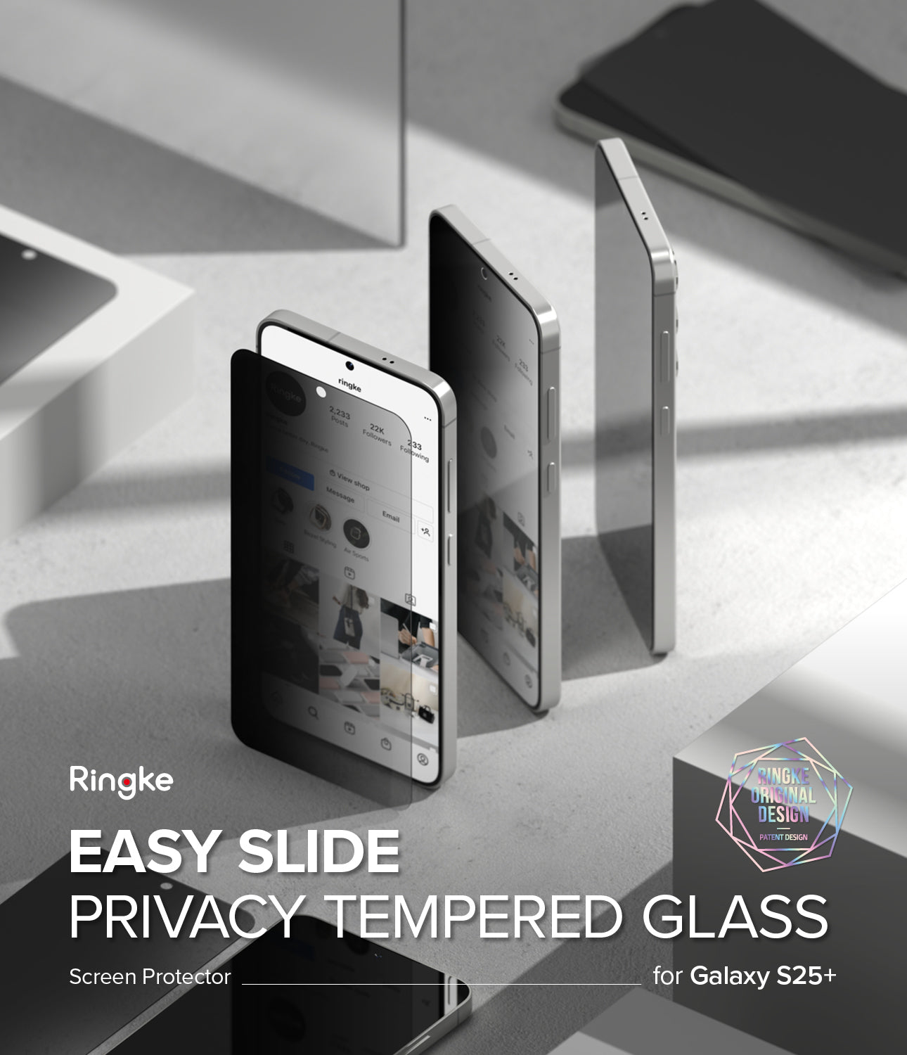 Easy Slide Privacy Tempered Glass for Galaxy S25 Plus | Ringke