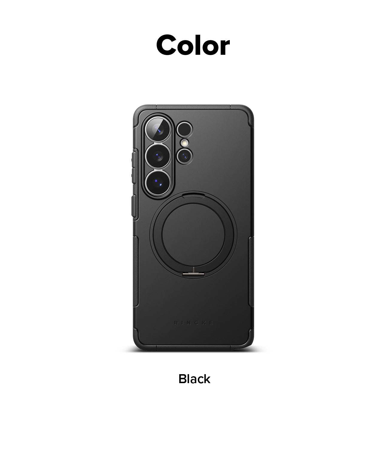 Galaxy S26 Ultra Case | Alles - Matte black phone case with a circular magnetic ring stand on the back.