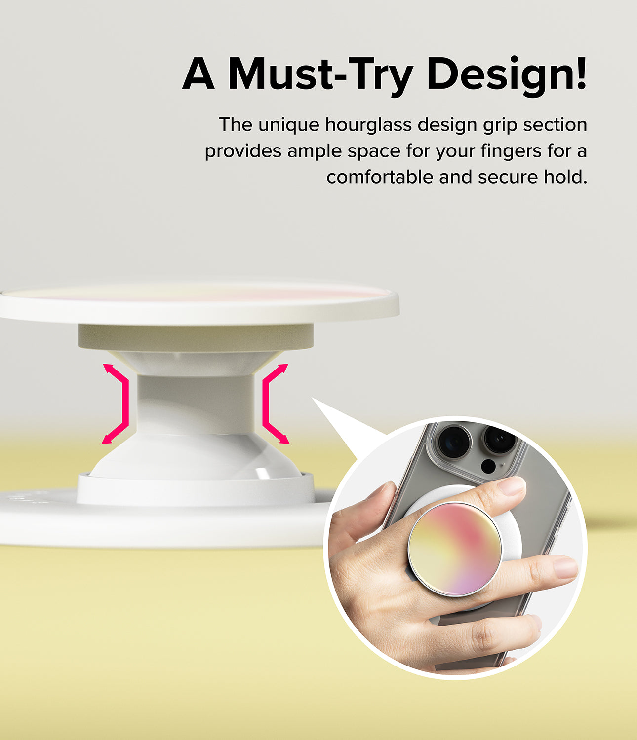 Ringke Glossy Tok Magnetic - A Must-Try Design. The unique hourglass design grip section provides ample space for your fingers for a comfortable and secure hold.