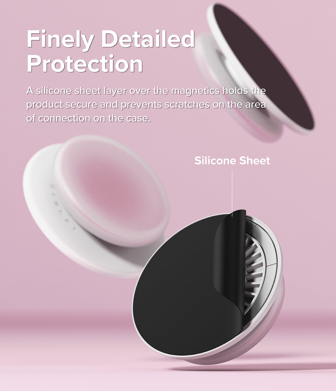 Ringke Tok Magnetic - Finely Detailed Protection. A silicone sheet layer over the magnetics holds the product secure and prevents scratches on the area of connection on the case.