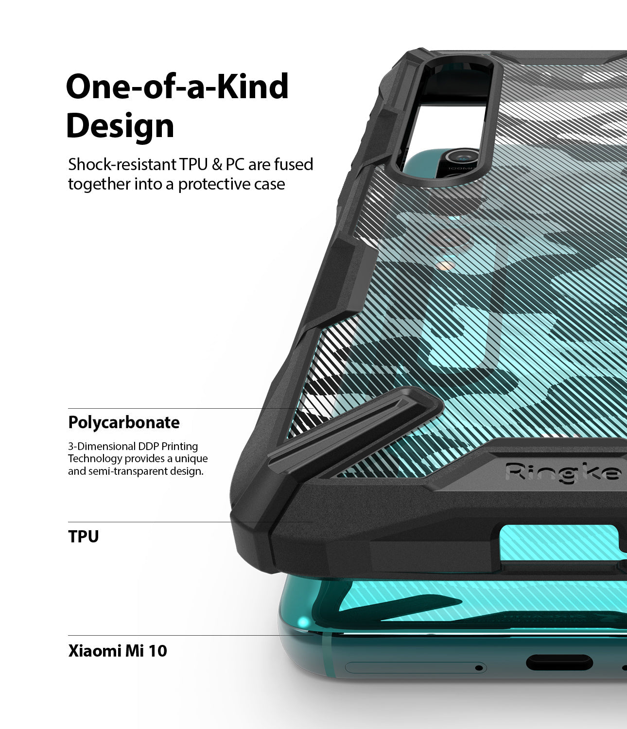 shock resistant tpu & pc are fused together into a protective case