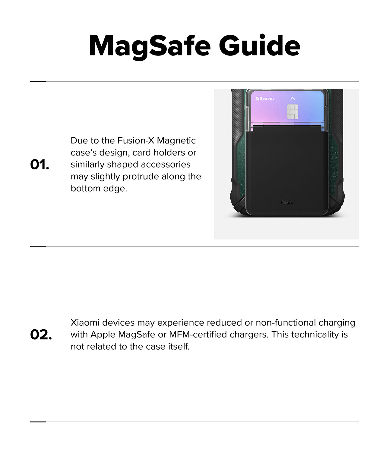 Xiaomi 17 Ultra Case | Fusion-X Magnetic - Infographic showing a magnetic card holder slightly protruding from a phone case.
