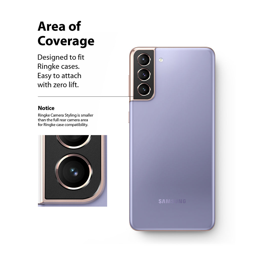 the product is smaller than the rear camera area for full compatibility with the case