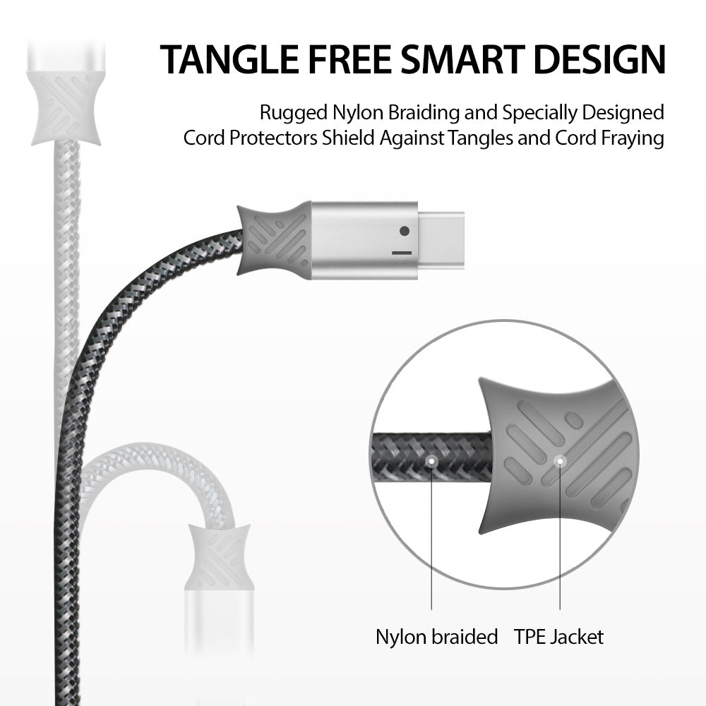 tangle free smart design rugged nylon braiding and specially designed cord protector