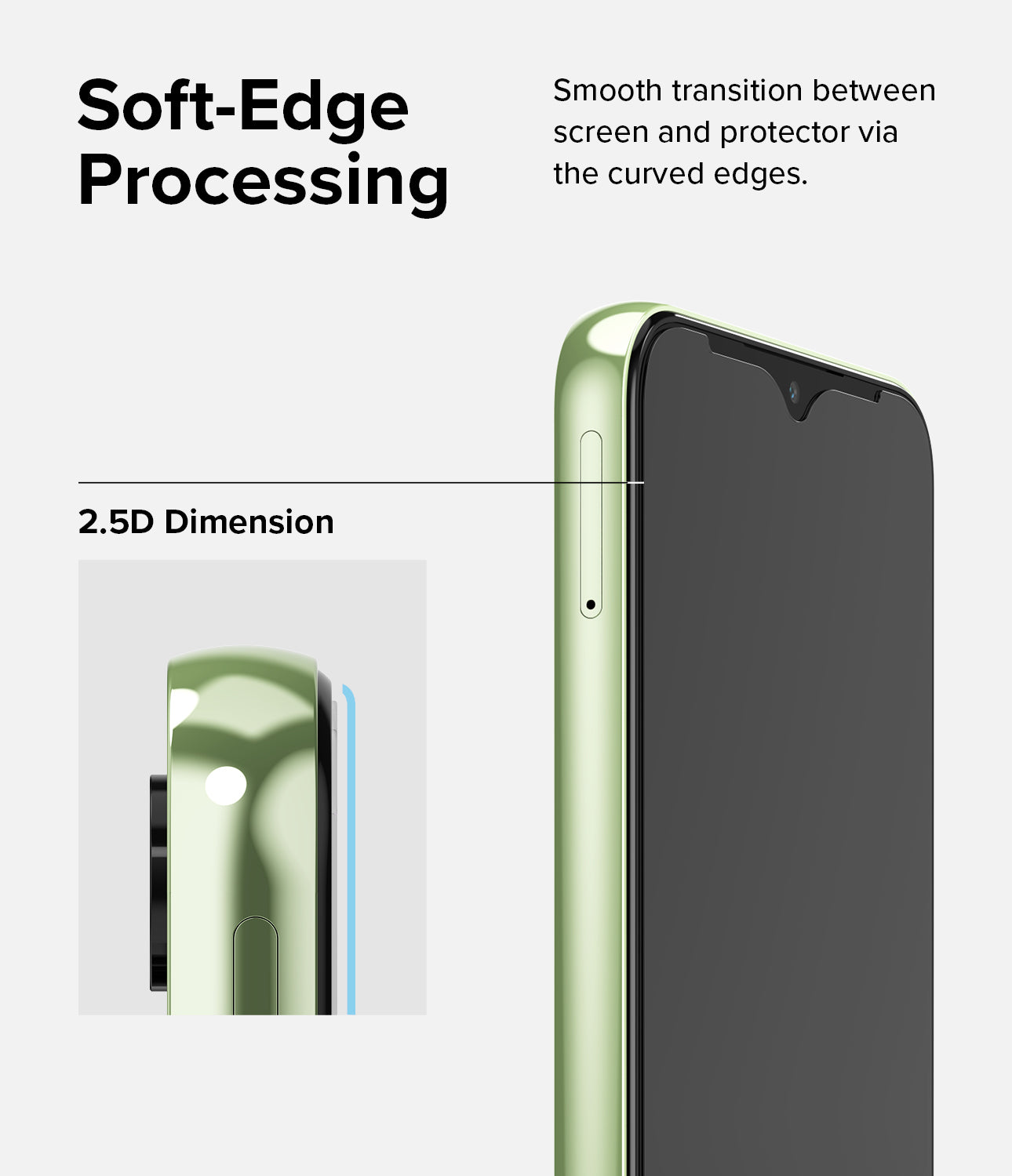 Soft-Edge Processing - Smooth transition between screen and protector via the curved edges.