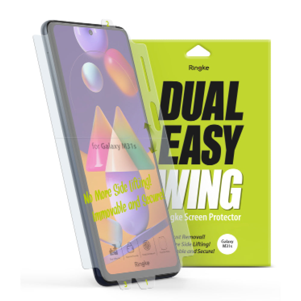 samsung galaxy m31s screen protector - ringke dual easy film wing