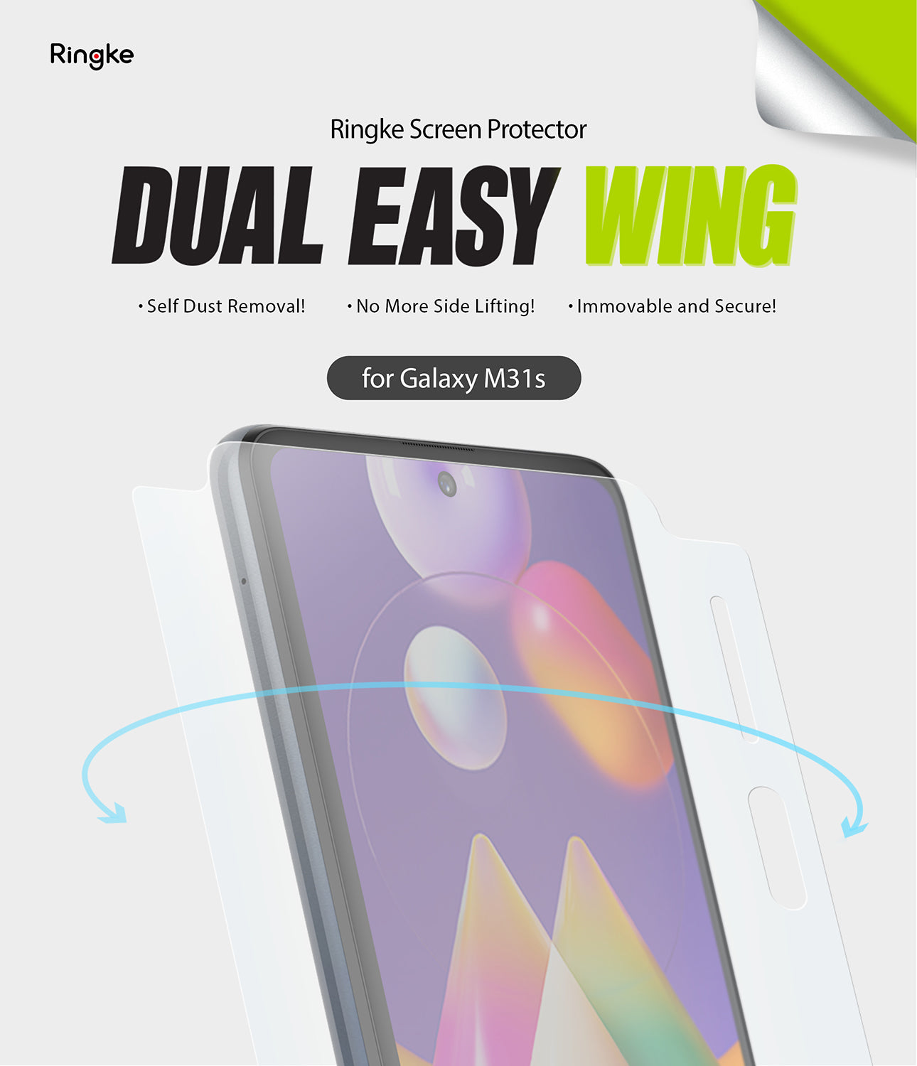 samsung galaxy m31s screen protector - ringke dual easy film wing