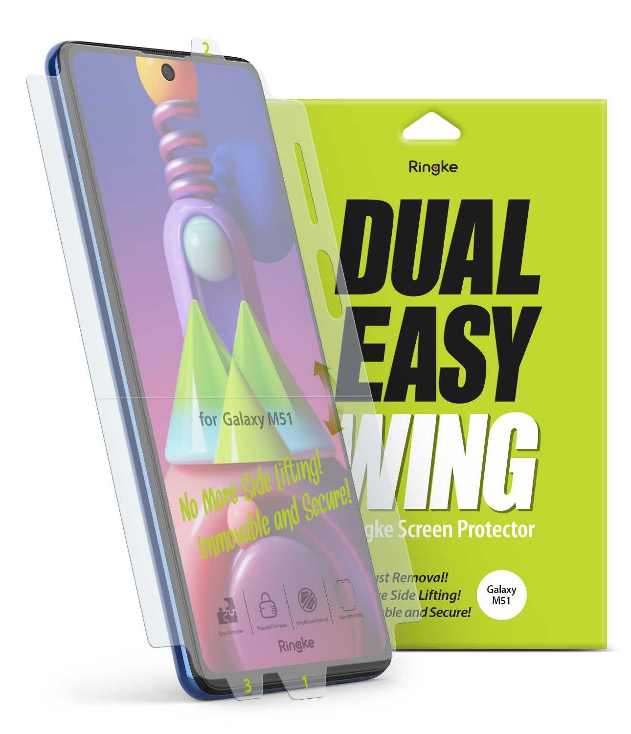 samsung galaxy m51 screen protector - ringke dual easy film wing