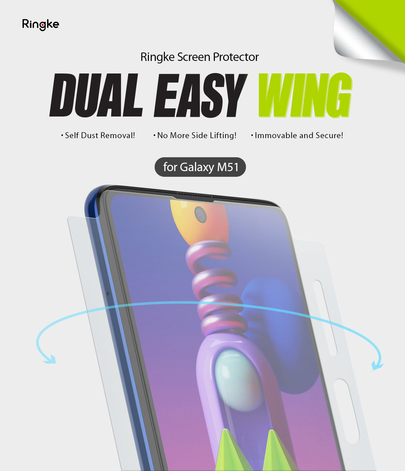samsung galaxy m51 screen protector - ringke dual easy film wing