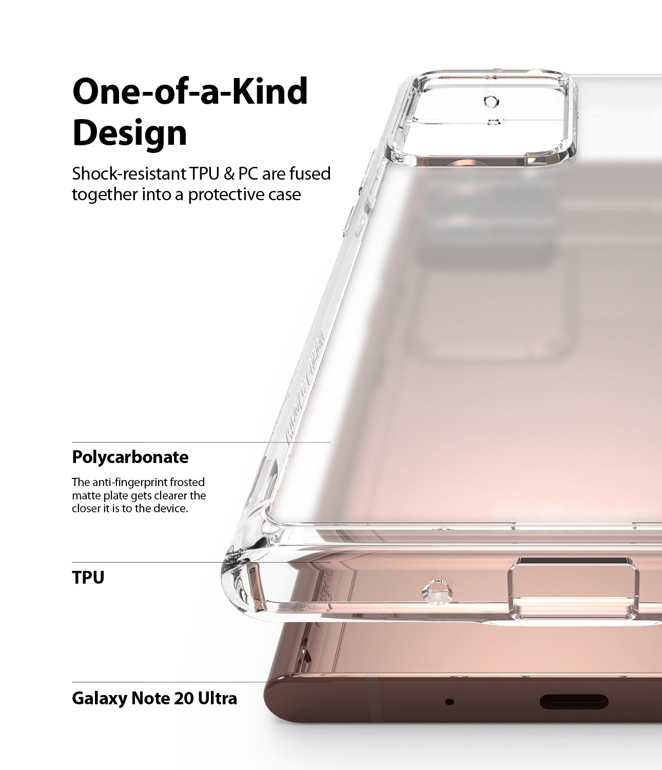 shock resistant TPU and PC are fused together into a protective case