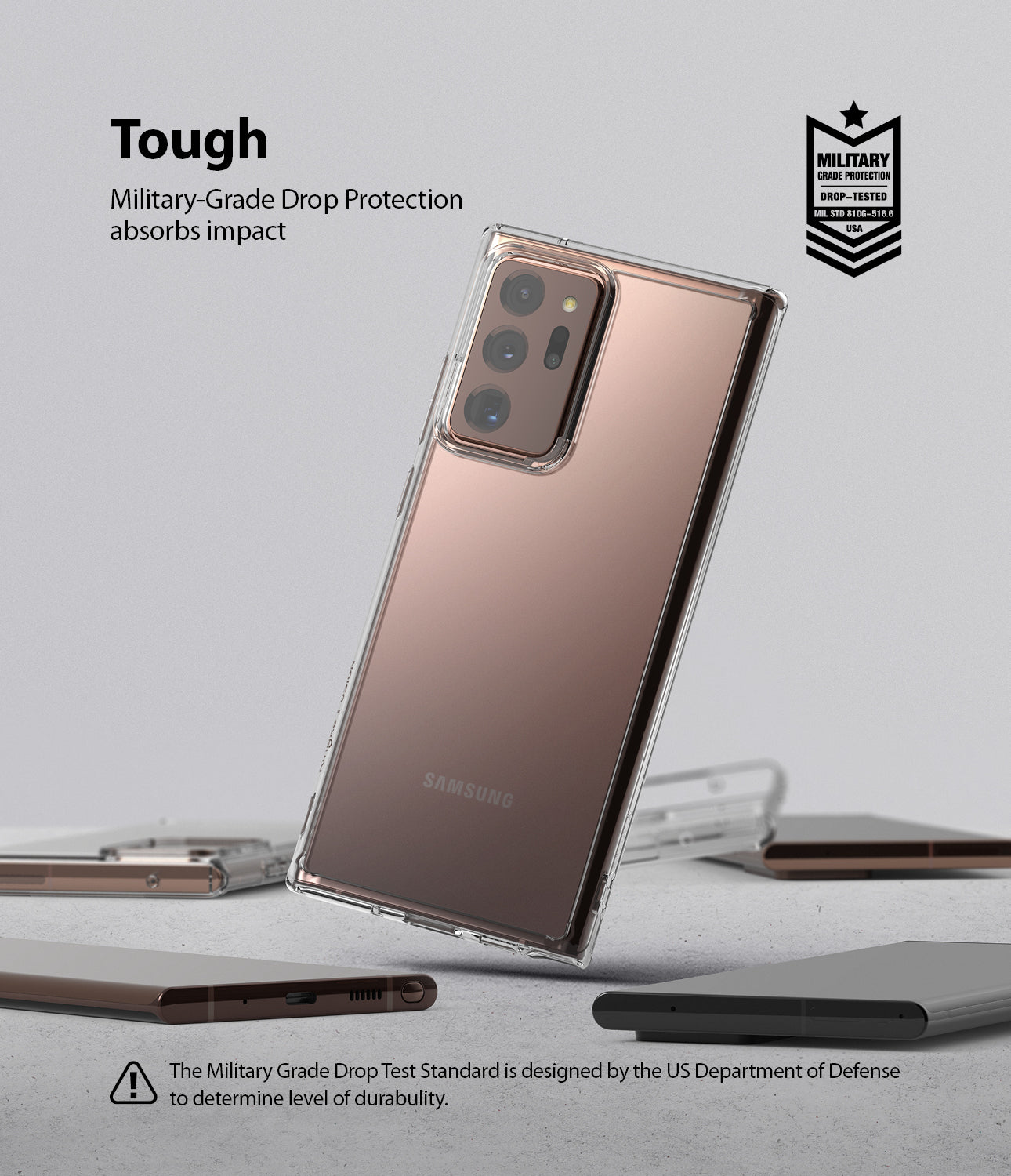 military grade drop protection absorbs impact