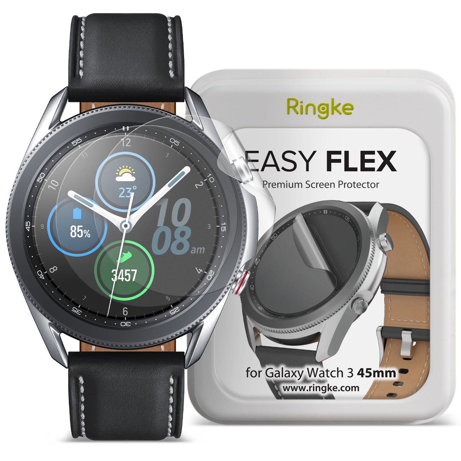 samsung galaxy watch 3 45mm screen protector - ringke easy flex