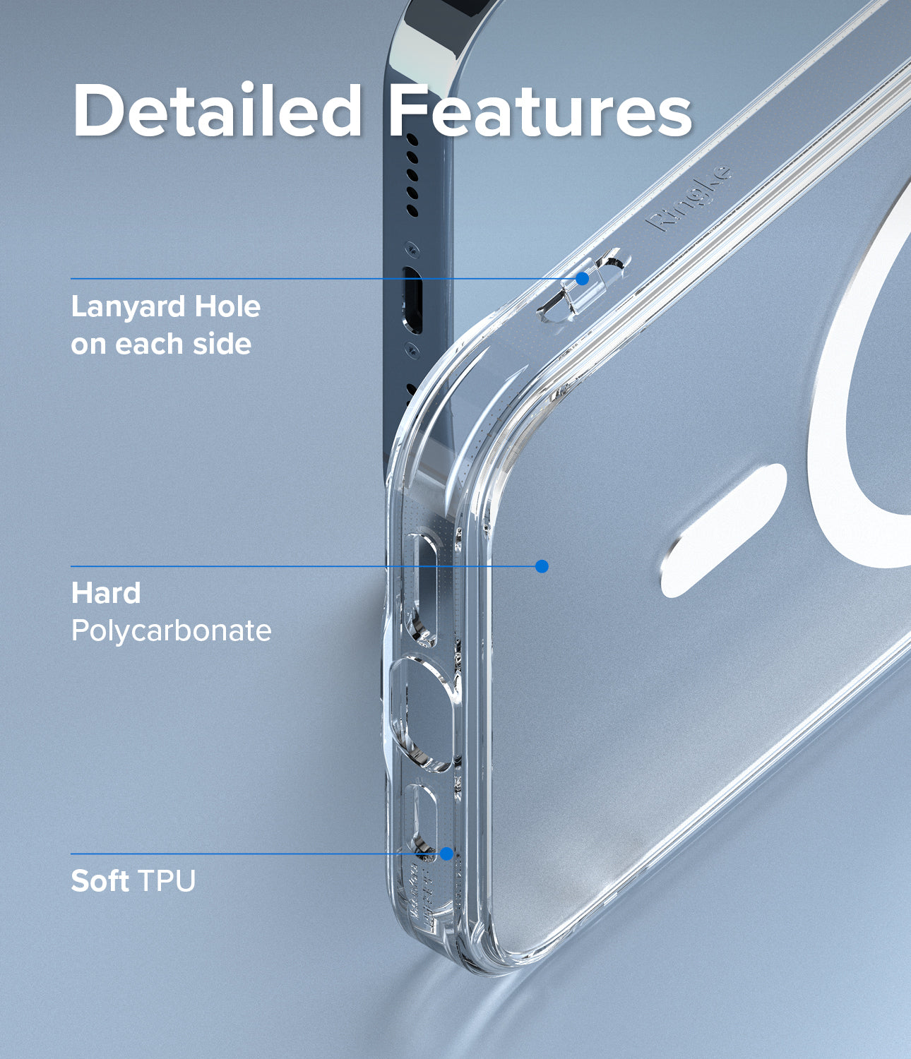 iPhone 13 Pro Case | Fusion Magnetic - Detailed Features. Lanyard hole on each side. Hard polycarbonate. Soft TPU