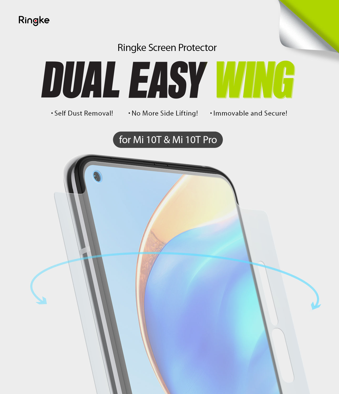 xiaomi mi 10t & mi 10t pro screen protector - ringke dual easy film wing