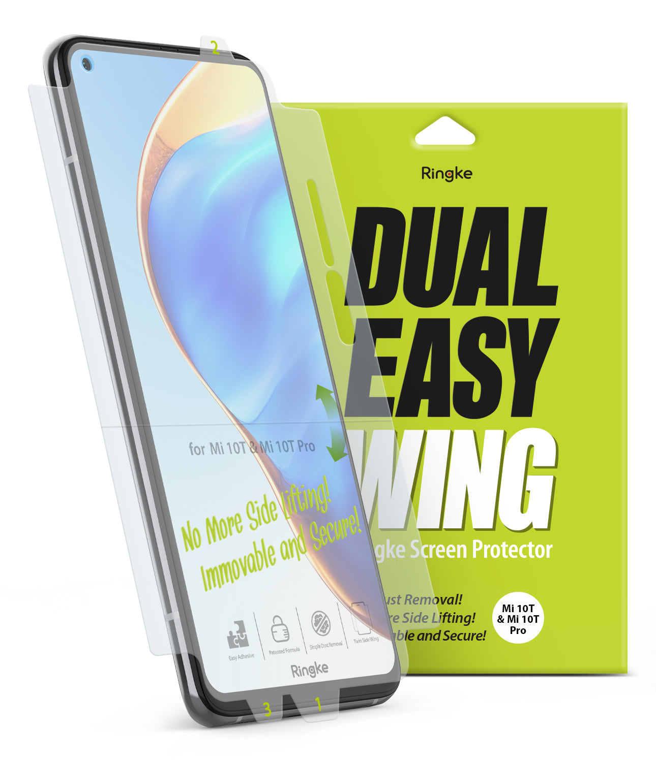 xiaomi mi 10t & mi 10t pro screen protector - ringke dual easy film wing
