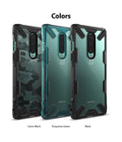 available in black, turquoise green, and camo black