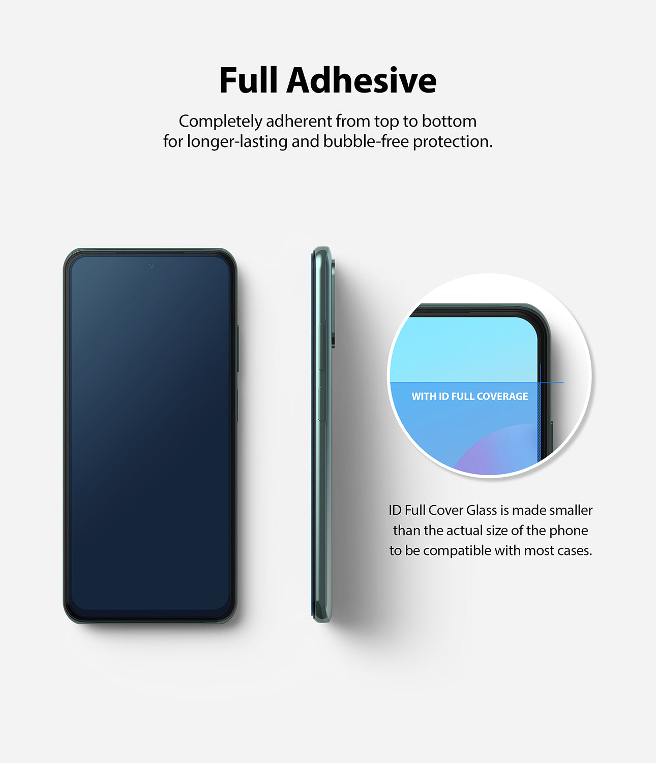 completely adherent from bottom to top