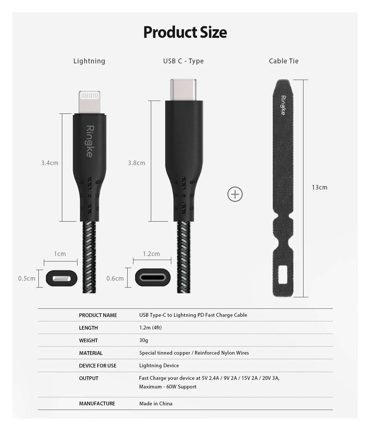product size chart