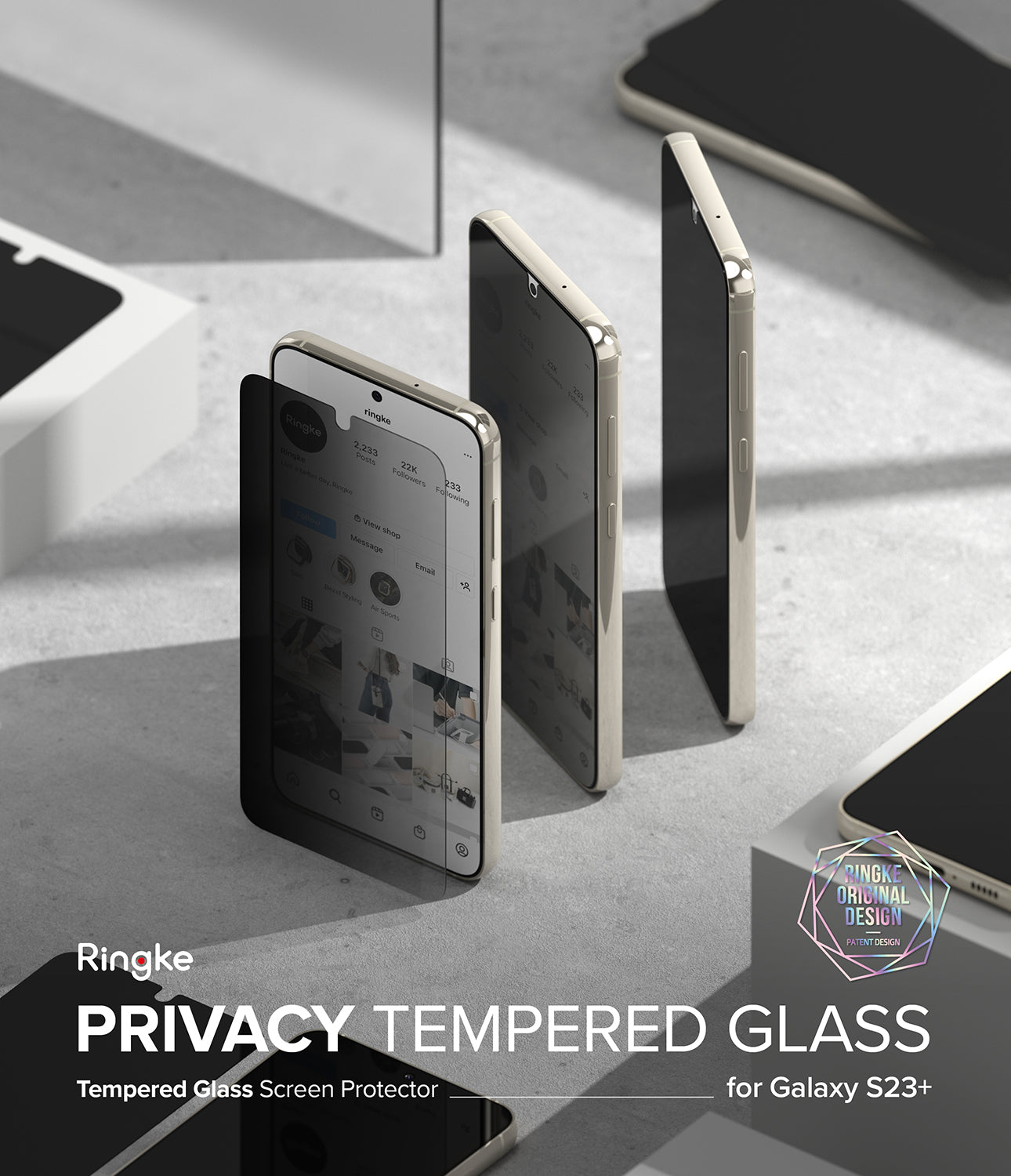 Ringke l Privacy Tempered Glass / Tempered Glass Screen Protector for Galaxy S23+