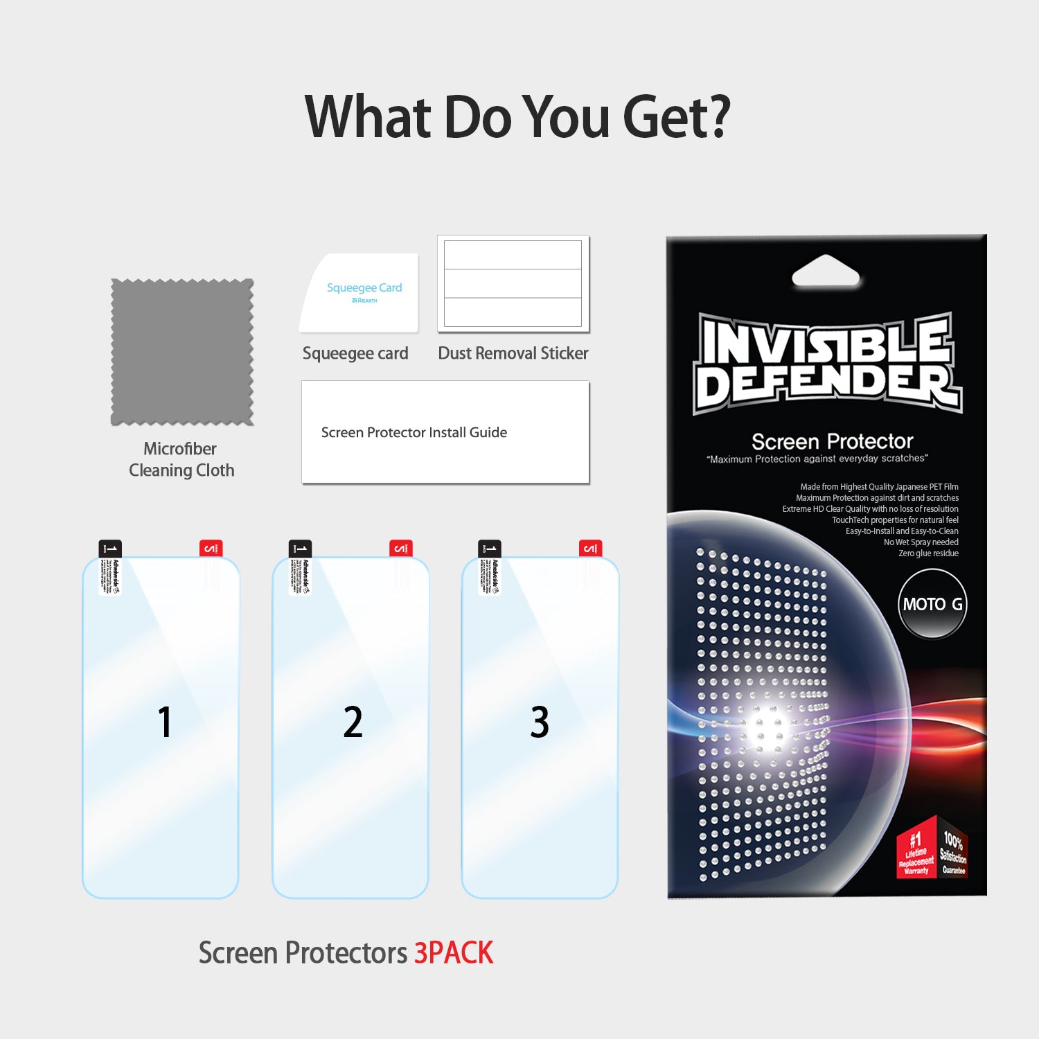 ringke invisible defender film screen protector for moto g 2013 1st gen full package