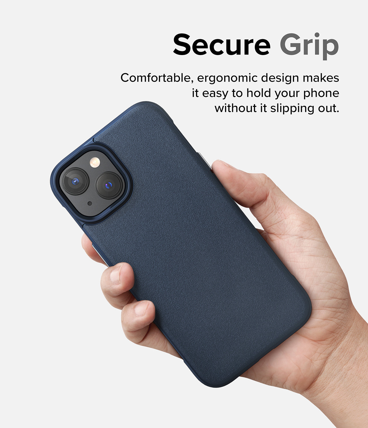 iPhone 14 Case | Onyx - Navy - Secure Grip. Comfortable, ergonomic design makes it easy to hold your phone without it slipping out.