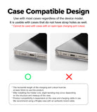 Holder Link Puffer | Finger - Phone case compatibility diagram with text explaining use cases and limitations.