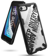 iPhone SE 2022 5G / SE 2020 / 8 Case | Fusion-X Design - Black rugged phone case with clear back featuring bold text.