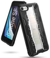 iPhone SE 2022 5G / SE 2020 / 8 Case | Fusion-X Design - Black rugged phone case with a torn paper graphic design.