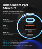 Ringke 3-Port Car Fast Charger - Independent Port Structure. Provides constant charging output in both single and multi-use.