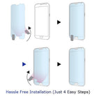 Galaxy Note 2 [ULTIMATE CLEAR PLUS] 2 Pack Screen Protector - Four-step diagram showing screen protector application.