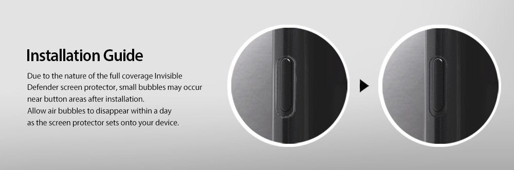 iPhone 7, Ringke® [Invisible Defender [Full Coverage] 2-Pack Screen Protector - Installation guide showing bubble removal.