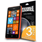 Nokia Lumia 625, Ringke® [INVISIBLE DEFENDER] 3 Pack Screen Protector - Orange smartphone next to its 3-pack packaging.