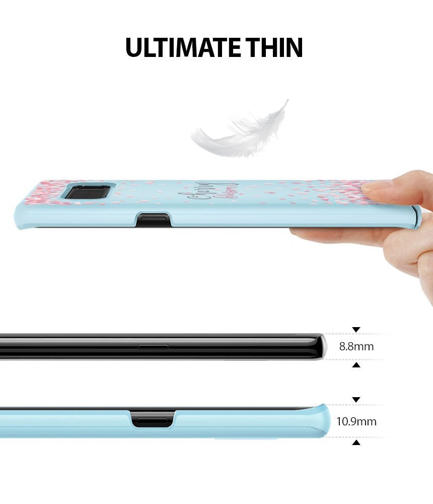 Galaxy Note 8 [Slim Cherry Blossom] [Limited Edition] - Light blue phone case with cherry blossom pattern and thickness.