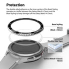 Cushioned double-sided tape keeps damage off the watch