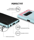 Galaxy Note 8 [Slim Cherry Blossom] [Limited Edition] - Light blue phone case with cherry blossom pattern and labels.
