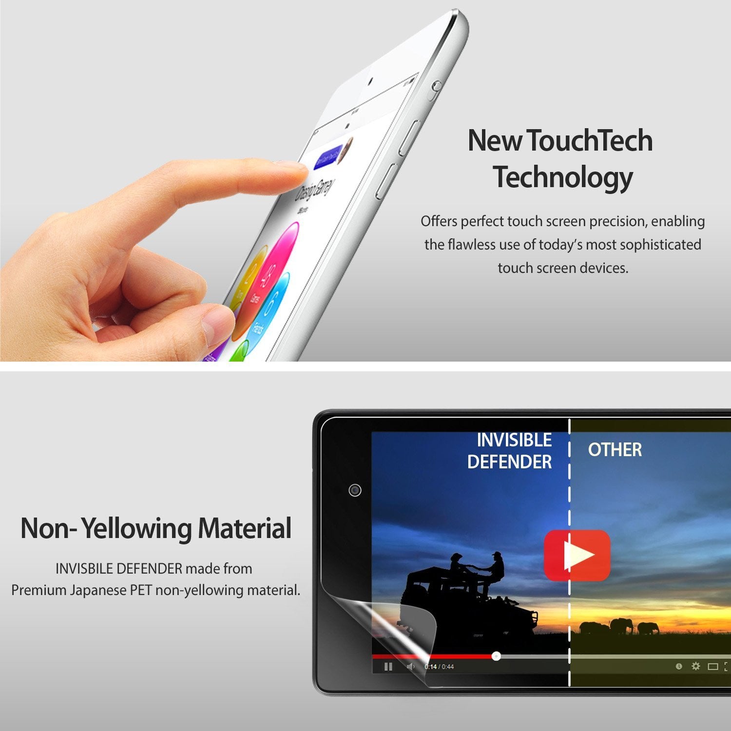 Galaxy Note 4 [INVISIBLE DEFENDER] 3+1 Pack - Screen protector showing touch precision and non-yellowing clarity.