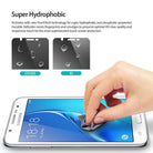 Galaxy J7 2016 [INVISIBLE DEFENDER] 3+1 Pack - Comparison of water beading on standard vs. hydrophobic screen protectors.