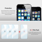 Galaxy J1 [INVISIBLE DEFENDER] 3+1 Pack - Two smartphones with screen protectors and four transparent film layers.