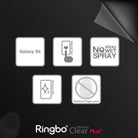 Galaxy S4 (S4 i9500 2013 Model) [ULTIMATE CLEAR PLUS] 2 Pack Screen Protector - Icons showing features like HD and anti-fingerprint.