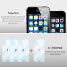 Galaxy S6 [INVISIBLE DEFENDER] 3+1 Pack Screen Protector - Two smartphones and four clear screen protector films.