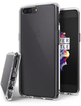 OnePlus 5 Case | Fusion - Clear protective phone case shown from back and bottom angles on a OnePlus 5 device.