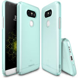 LG G5 Case | Slim - Mint green slim-fit phone cases shown from front, back, and bottom angles on a white background.