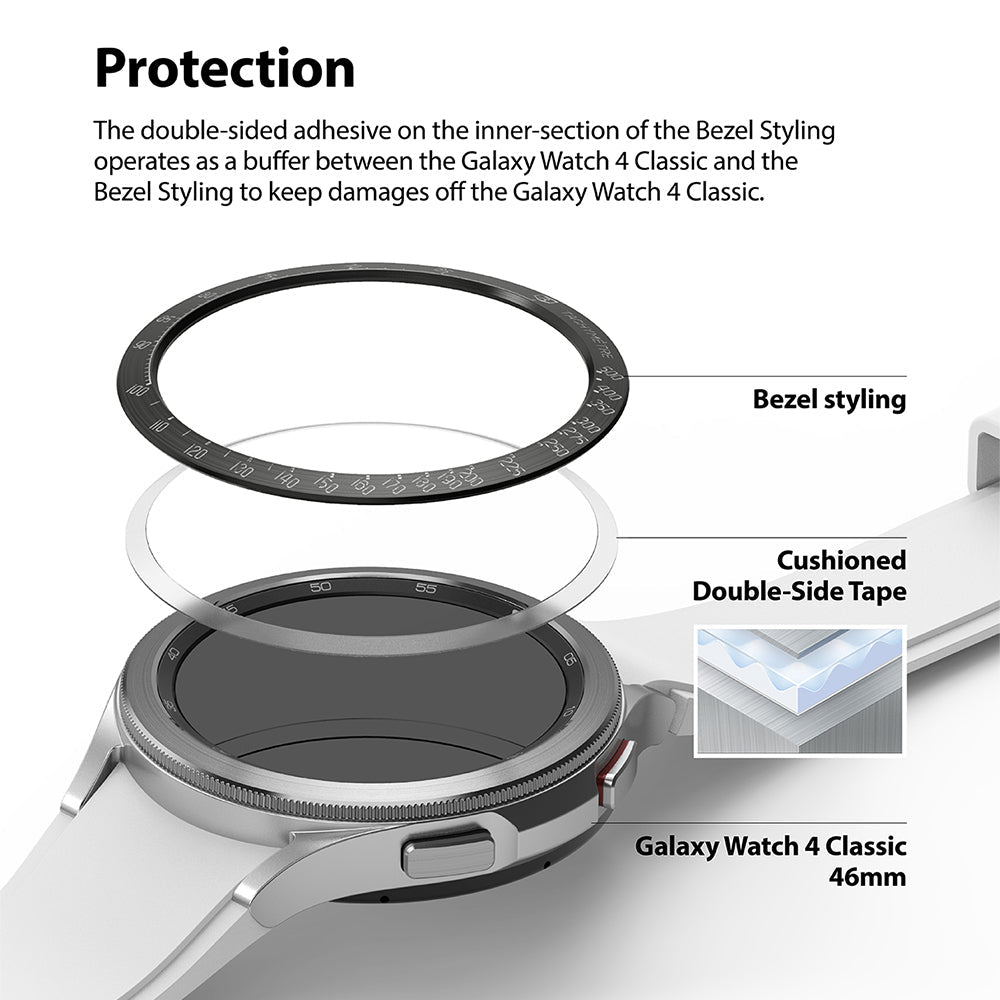 Cushioned double-sided tape keeps damage off the watch