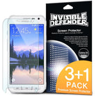 Galaxy S6 Active [INVISIBLE DEFENDER] 3+1 Pack Screen Protector - A white smartphone next to its 3+1 pack retail box.